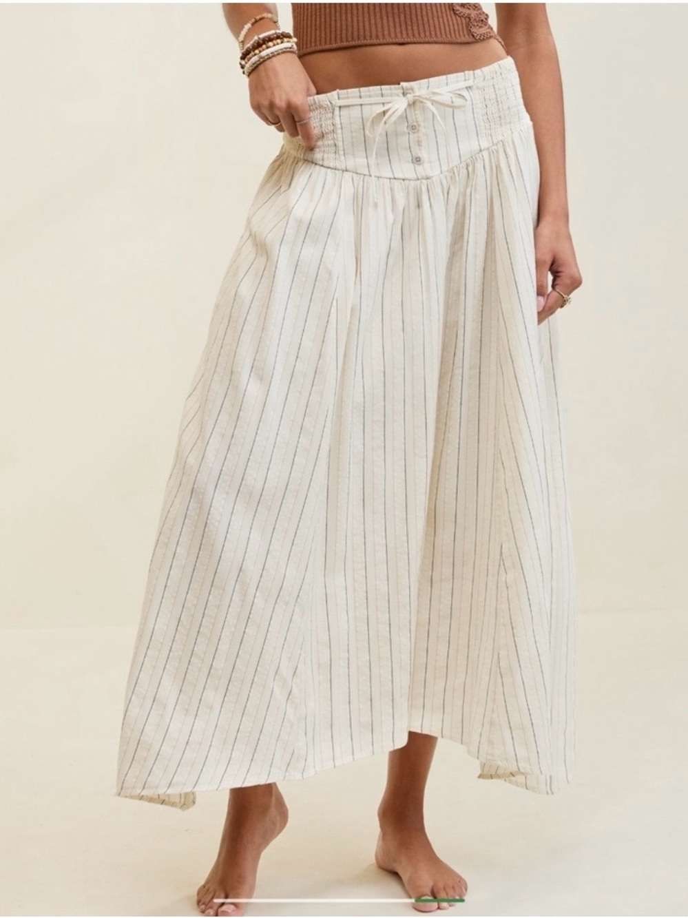 Aerie Midi Striped Skirt Size M